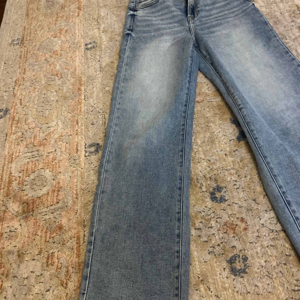 Hidden Los Angeles Jeans Womens 26 Raw Hem Stretch High Rise Light Wash Wide leg - Picture 3 of 13
